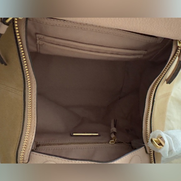 Tory Burch Mixed materials Half Moon Satchel.  Beige and Pink.  NWOT - Picture 9 of 11